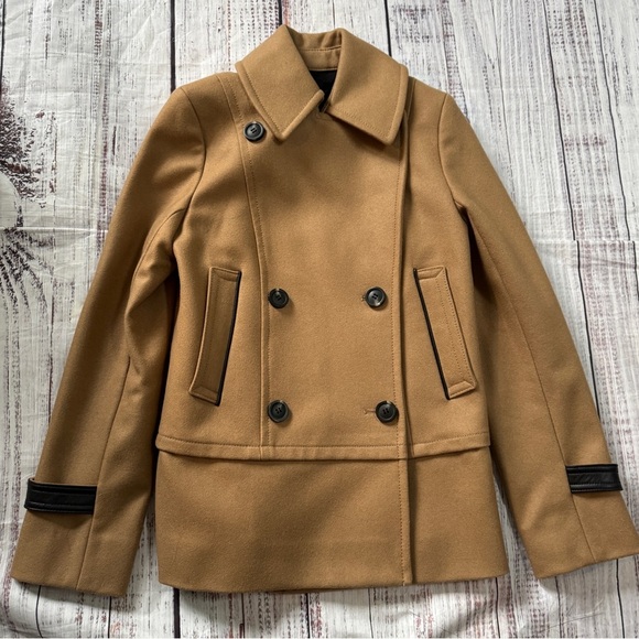 Club Monaco Women's Italian WoolClassic Tan Peacoat Size XS NWOT